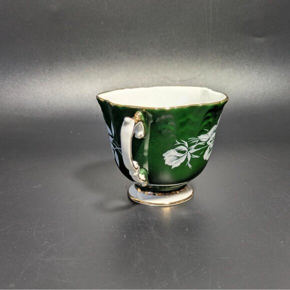 Aynsley Green White Bone China Floral Teacup Gold Trim Vintage - Picture 7 of 13